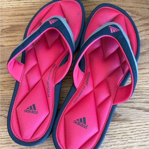 Navy/Pink Adidas Flip Flop Sandles Size 7 - Picture 3 of 6